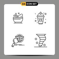 4 Creative Icons Modern Signs and Symbols of hospital globe soup food research Editable Vector Design Elements