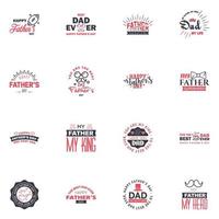 Happy Fathers Day 16 Black and Pink Vector Element Set Ribbons and Labels Editable Vector Design Elements