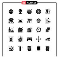 conjunto de 25 iconos de estilo sólido para web y símbolos de glifos móviles para imprimir signos de iconos sólidos aislados en fondo blanco conjunto de 25 iconos fondo de vector de icono negro creativo