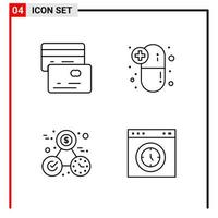 4 General Icons for website design print and mobile apps 4 Outline Symbols Signs Isolated on White Background 4 Icon Pack Creative Black Icon vector background