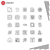 25 Universal Lines Set for Web and Mobile Applications signaling area knife medicine form Editable Vector Design Elements