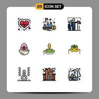 paquete de iconos vectoriales de stock de 9 signos y símbolos de línea para el comercio de huevos hervidos elementos de diseño vectorial editables del grupo hervido vector