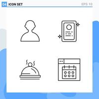 Modern 4 Line style icons Outline Symbols for general use Creative Line Icon Sign Isolated on White Background 4 Icons Pack Creative Black Icon vector background