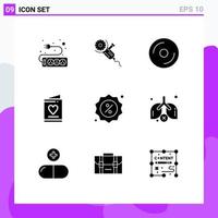 9 Creative Icons Modern Signs and Symbols of badge love cd invitation multimedia Editable Vector Design Elements