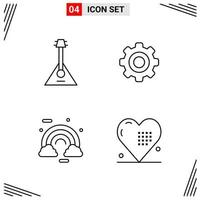 4 Icons Line Style Grid Based Creative Outline Symbols for Website Design Simple Line Icon Signs Isolated on White Background 4 Icon Set Creative Black Icon vector background