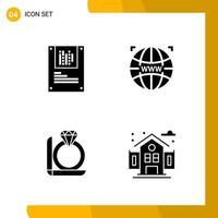 4 Icon Set Solid Style Icon Pack Glyph Symbols isolated on White Backgound for Responsive Website Designing Creative Black Icon vector background