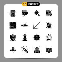 16 Black Icon Pack Glyph Symbols Signs for Responsive designs on white background 16 Icons Set Creative Black Icon vector background