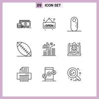 Pictogram Set of 9 Simple Outlines of boost money ruler investment sport Editable Vector Design Elements