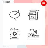 Vector Pack of 4 Icons in Line Style Creative Outline Pack isolated on White Background for Web and Mobile Creative Black Icon vector background