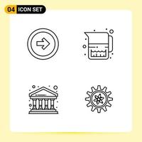 4 Creative Icons for Modern website design and responsive mobile apps 4 Outline Symbols Signs on White Background 4 Icon Pack Creative Black Icon vector background