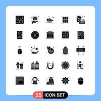 Pictogram Set of 25 Simple Solid Glyphs of open learning money learn running Editable Vector Design Elements