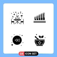 4 Solid Black Icon Pack Glyph Symbols for Mobile Apps isolated on white background 4 Icons Set Creative Black Icon vector background