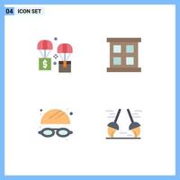 Group of 4 Modern Flat Icons Set for air water logistic window broom Editable Vector Design Elements