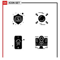 4 General Icons for website design print and mobile apps 4 Glyph Symbols Signs Isolated on White Background 4 Icon Pack Creative Black Icon vector background