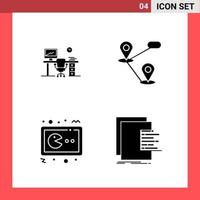 4 Icon Pack Solid Style Glyph Symbols on White Background Simple Signs for general designing Creative Black Icon vector background