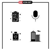 Set of 4 Solid Style Icons for web and mobile Glyph Symbols for print Solid Icon Signs Isolated on White Background 4 Icon Set Creative Black Icon vector background