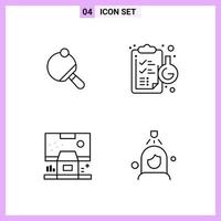 4 Icons in Line Style Outline Symbols on White Background Creative Vector Signs for Web mobile and Print Creative Black Icon vector background