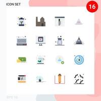 Modern Set of 16 Flat Colors Pictograph of mixer pyramid industry illuminati security Editable Pack of Creative Vector Design Elements