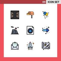 Universal Icon Symbols Group of 9 Modern Filledline Flat Colors of document land box achievement mountain Editable Vector Design Elements