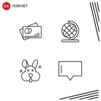 Collection of 4 Vector Icons in Line style Pixle Perfect Outline Symbols for Web and Mobile Line Icon Signs on White Background 4 Icons Creative Black Icon vector background