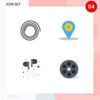 4 Thematic Vector Flat Icons and Editable Symbols of shape music navigation free real Editable Vector Design Elements