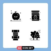 Universal Icon Symbols Group of 4 Modern Solid Glyphs of holiday engineering jam breakfast arctic Editable Vector Design Elements