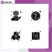 Group of Modern Solid Glyphs Set for hand process network questions design Editable Vector Design Elements