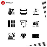 Collection of 9 Vector Icons in solid style Pixle Perfect Glyph Symbols for Web and Mobile Solid Icon Signs on White Background 9 Icons Creative Black Icon vector background