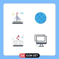 Flat Icon Pack of 4 Universal Symbols of beach drink arrow coffee computer Editable Vector Design Elements