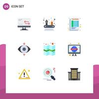 Universal Icon Symbols Group of 9 Modern Flat Colors of news location sheet gps focus Editable Vector Design Elements