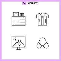 4 Icons in Line Style Outline Symbols on White Background Creative Vector Signs for Web mobile and Print Creative Black Icon vector background