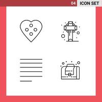 4 User Interface Line Pack of modern Signs and Symbols of button align heart button ireland text Editable Vector Design Elements