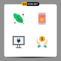 Universal Icon Symbols Group of 4 Modern Flat Icons of calligraphy tv application unlock finance insurance Editable Vector Design Elements