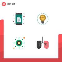 Set of 4 Modern UI Icons Symbols Signs for data light app generation investment Editable Vector Design Elements