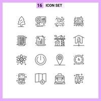 Pack of 16 Modern Outlines Signs and Symbols for Web Print Media such as invoice painting growth graphic drawing Editable Vector Design Elements