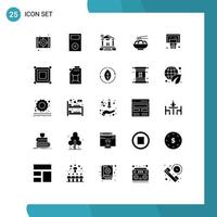 Pictogram Set of 25 Simple Solid Glyphs of basket china technology food estate Editable Vector Design Elements