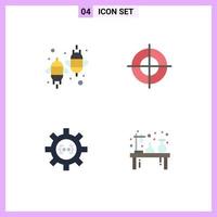 Pack of 4 creative Flat Icons of agriculture cog ecology gun development Editable Vector Design Elements