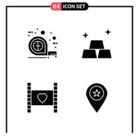 Set of 4 Solid Style Icons for web and mobile Glyph Symbols for print Solid Icon Signs Isolated on White Background 4 Icon Set Creative Black Icon vector background