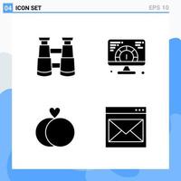 Modern 4 solid style icons Glyph Symbols for general use Creative Solid Icon Sign Isolated on White Background 4 Icons Pack Creative Black Icon vector background