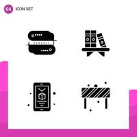 Glyph Icon set Pack of 4 Solid Icons isolated on White Background for responsive Website Design Print and Mobile Applications Creative Black Icon vector background