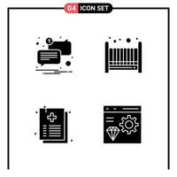 Set of 4 Solid Style Icons for web and mobile Glyph Symbols for print Solid Icon Signs Isolated on White Background 4 Icon Set Creative Black Icon vector background