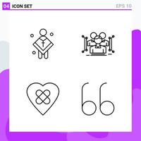 Set of 4 icons in Line style Creative Outline Symbols for Website Design and Mobile Apps Simple Line Icon Sign Isolated on White Background 4 Icons Creative Black Icon vector background