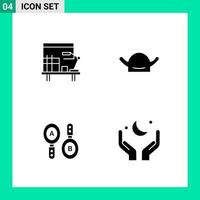 Pack of 4 Solid Style Icon Set Glyph Symbols for print Creative Signs Isolated on White Background 4 Icon Set Creative Black Icon vector background