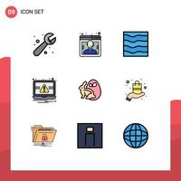 Universal Icon Symbols Group of 9 Modern Filledline Flat Colors of egg notification nature laptop waves Editable Vector Design Elements