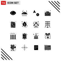 Mobile Interface Solid Glyph Set of 16 Pictograms of flammable tutorials copy smartphone learning Editable Vector Design Elements