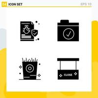 Collection of 4 Universal Solid Icons Icon Set for Web and Mobile Creative Black Icon vector background