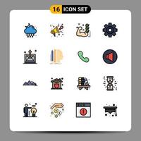 conjunto de 16 iconos modernos de ui símbolos signos para dibujar crear presentación entrenamiento muscular elementos de diseño de vectores creativos editables