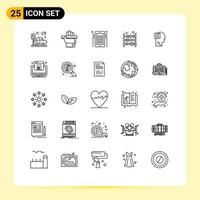25 Universal Lines Set for Web and Mobile Applications memory money marketing finance counter Editable Vector Design Elements