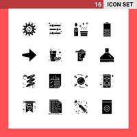 Modern Set of 16 Solid Glyphs Pictograph of energy electric preference battery spa Editable Vector Design Elements