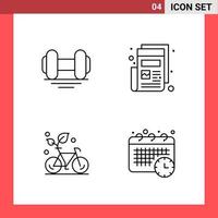 4 Icon Pack Line Style Outline Symbols on White Background Simple Signs for general designing Creative Black Icon vector background